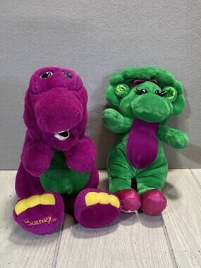 Vintage Barney The Purple Dinosaur Hand Puppet Lyons Group 1992 Plush & Baby Bop